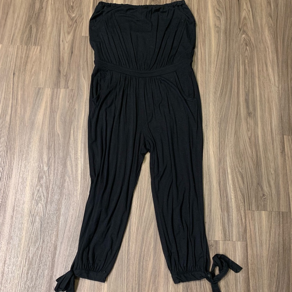 Strapless Jumpsuit with ties at ankles